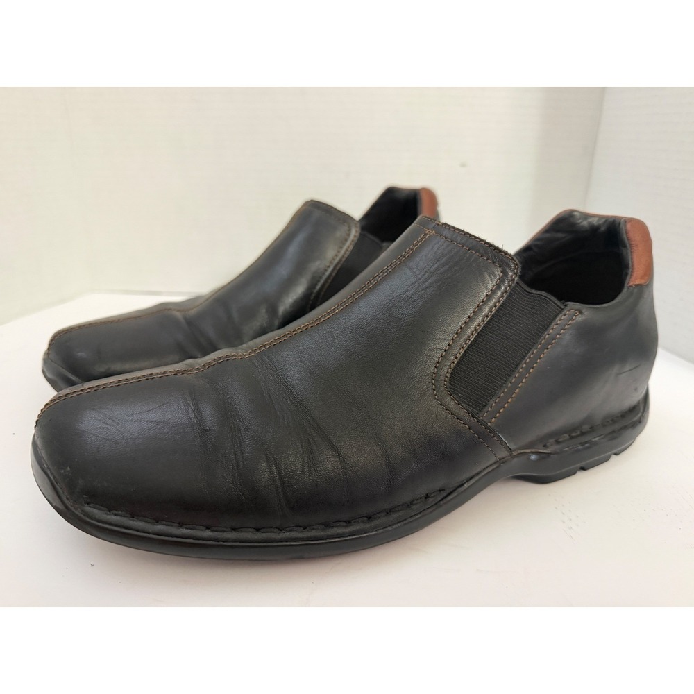Cole‎ Haan Mens Black Leather Slip On Loafers Shoes Brown Accent C07485 Size 11M